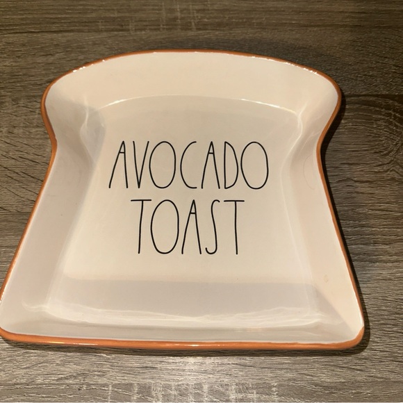 Rae Dunn Artisan Collection Avocado Toast Plate with Orange Trim - Picture 6 of 6